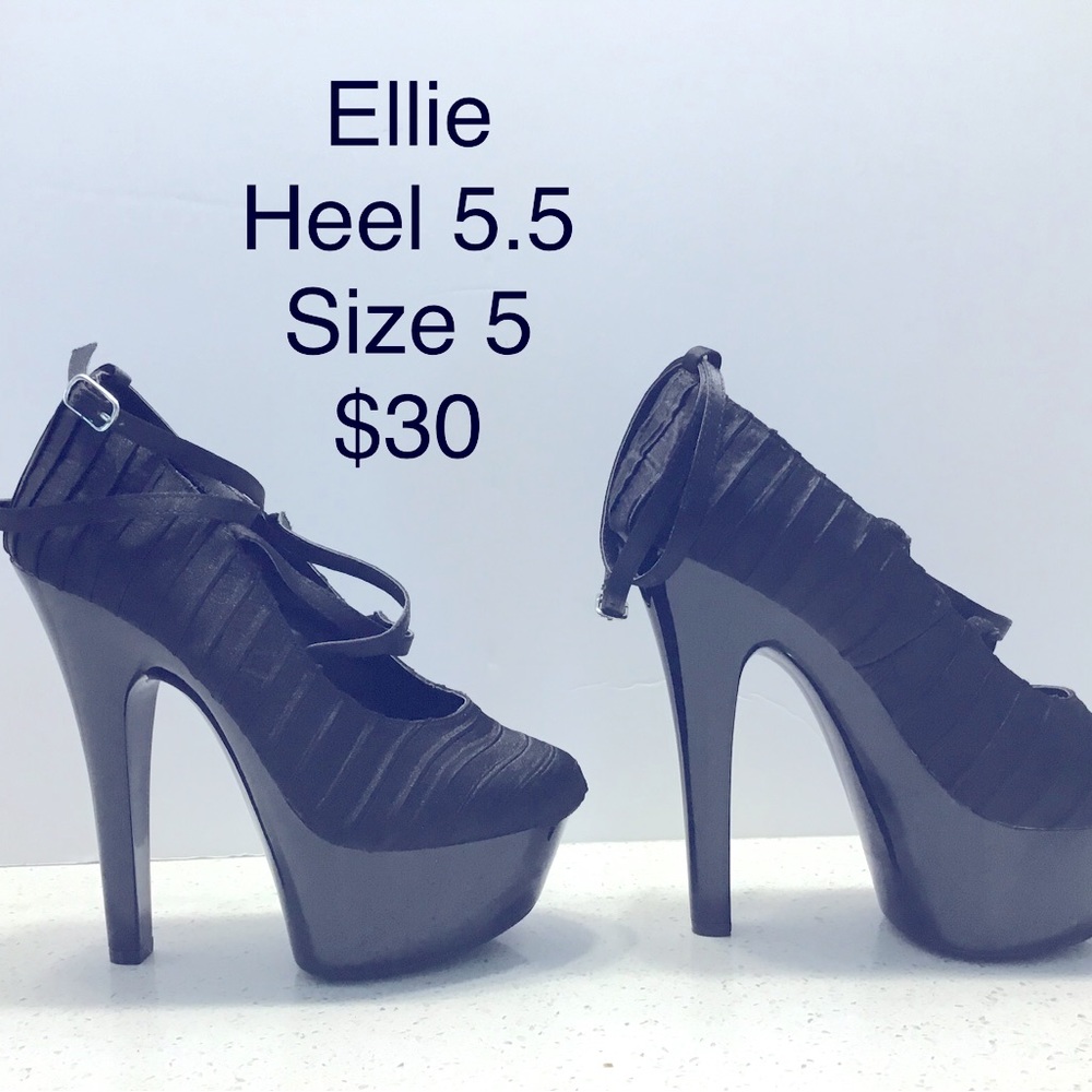 Platform Mary Jane suede pumps. Item is new in unworn condition.